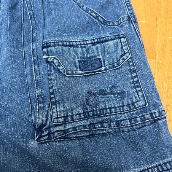Vintage 100% Cotton Jonathan Logan blue denim shorts elastic waist cargo pockets - Picture 2 of 5